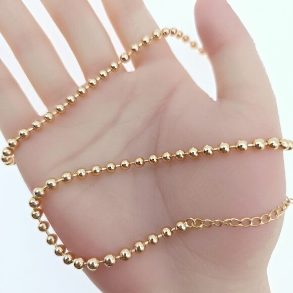 Rose Gold Polished Ball Chain Necklace for Women, 45cm Adjustable, XPNL0050 - Picture 12 of 13